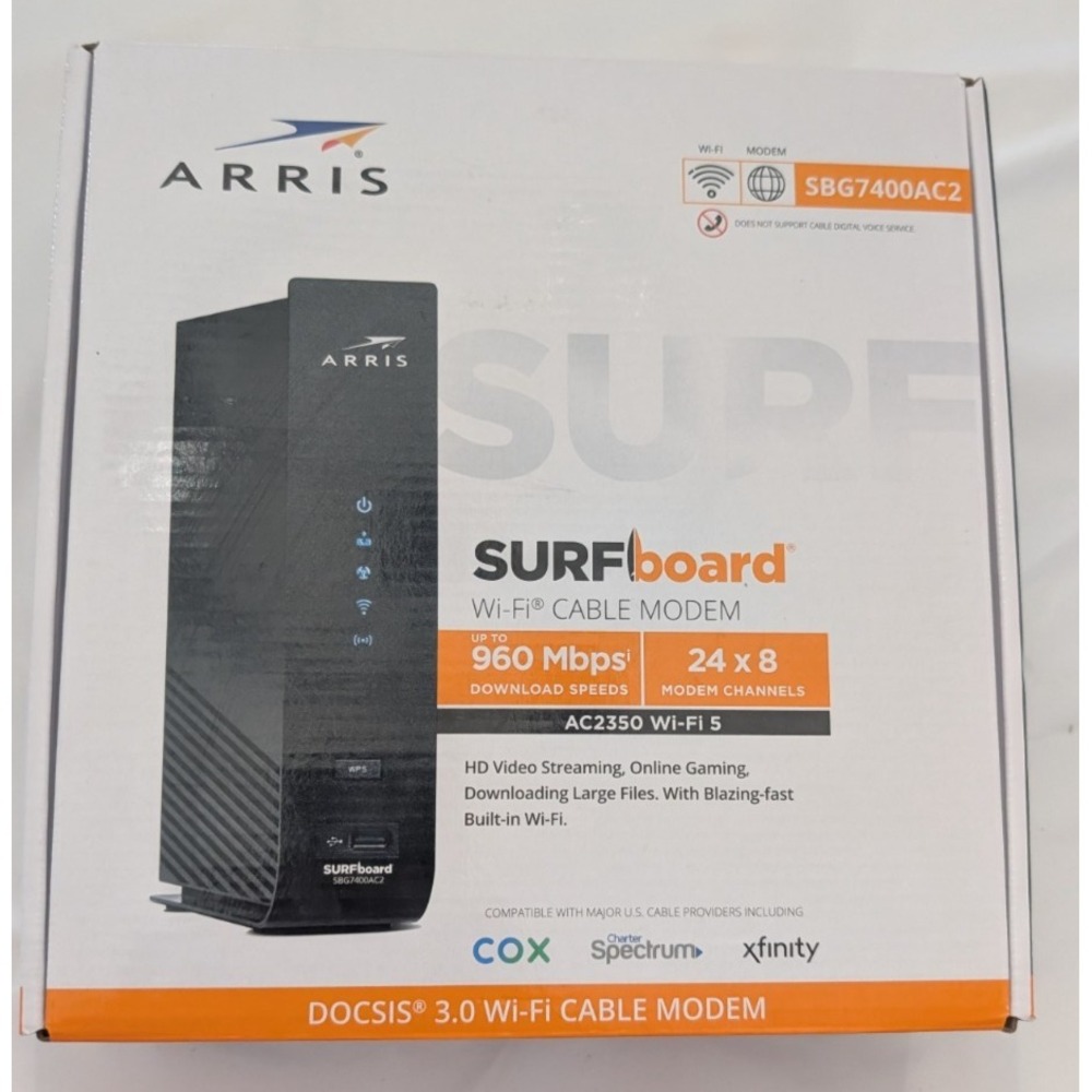 ARRIS SURFboard SBG7400AC2 Cable Modem & Wi-Fi Router Black 960 Mbps DOCSIS 3.0